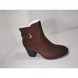 Style & Co Brown Suede Zip Ankle Booties Shoe Size 9m